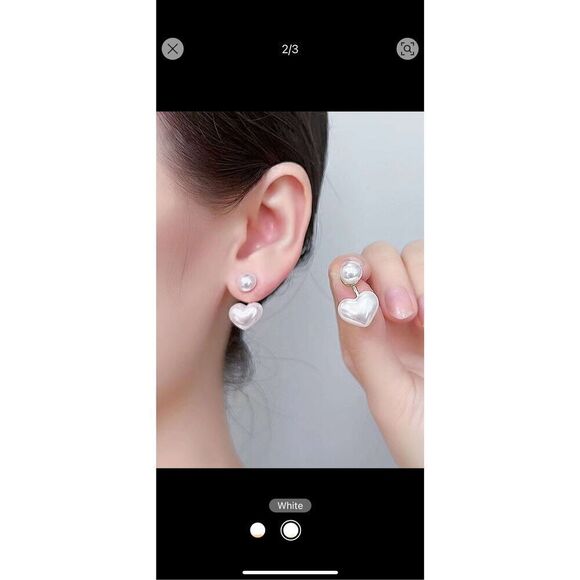 Heart Faux Pearl Jacket Earrings NWT - Picture 1 of 3